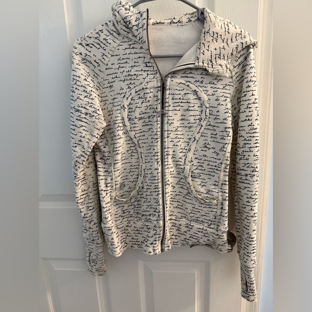 Lululemon Athletica Cream Text Print Hoodie
